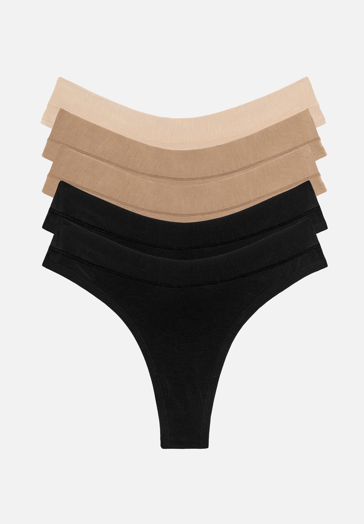 The Thong Pack of 5 - Modal, Black & Taupe, , hi-res image number 0
