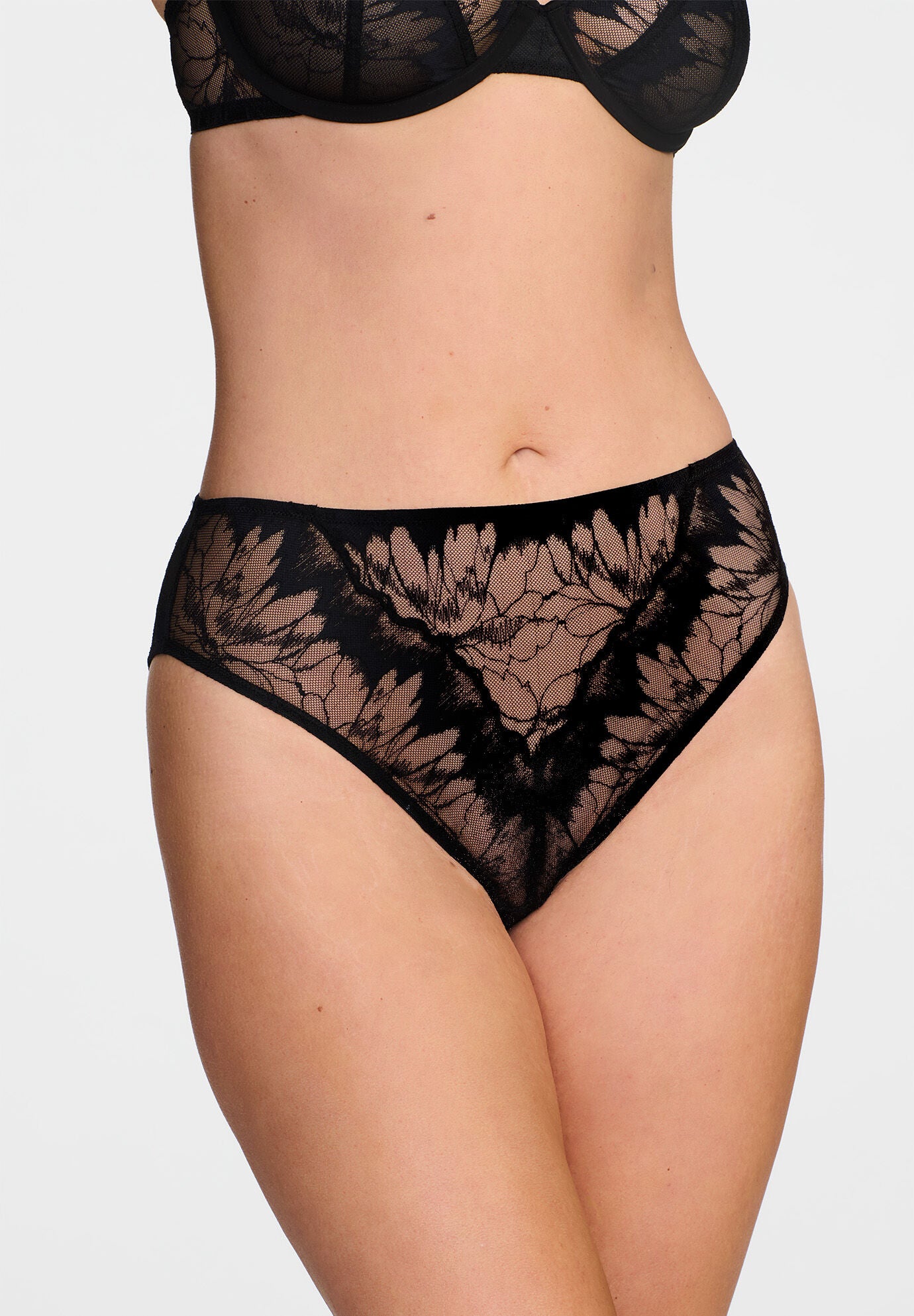 The Highwaist- Floral Lace, BLACK, hi-res image number 0