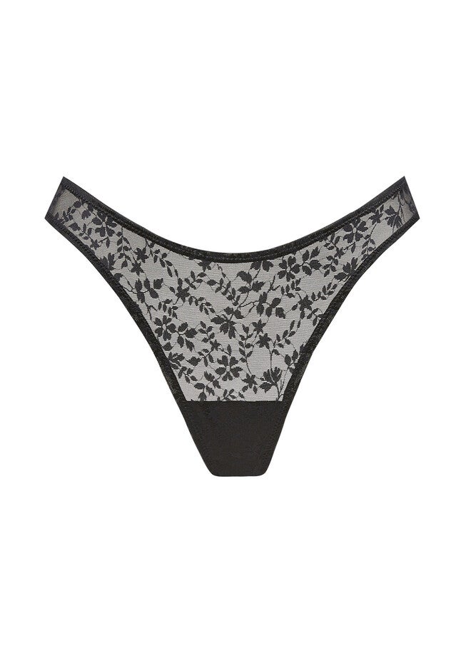 The Thong - Botanical Lace, BLACK, on-hover image number null