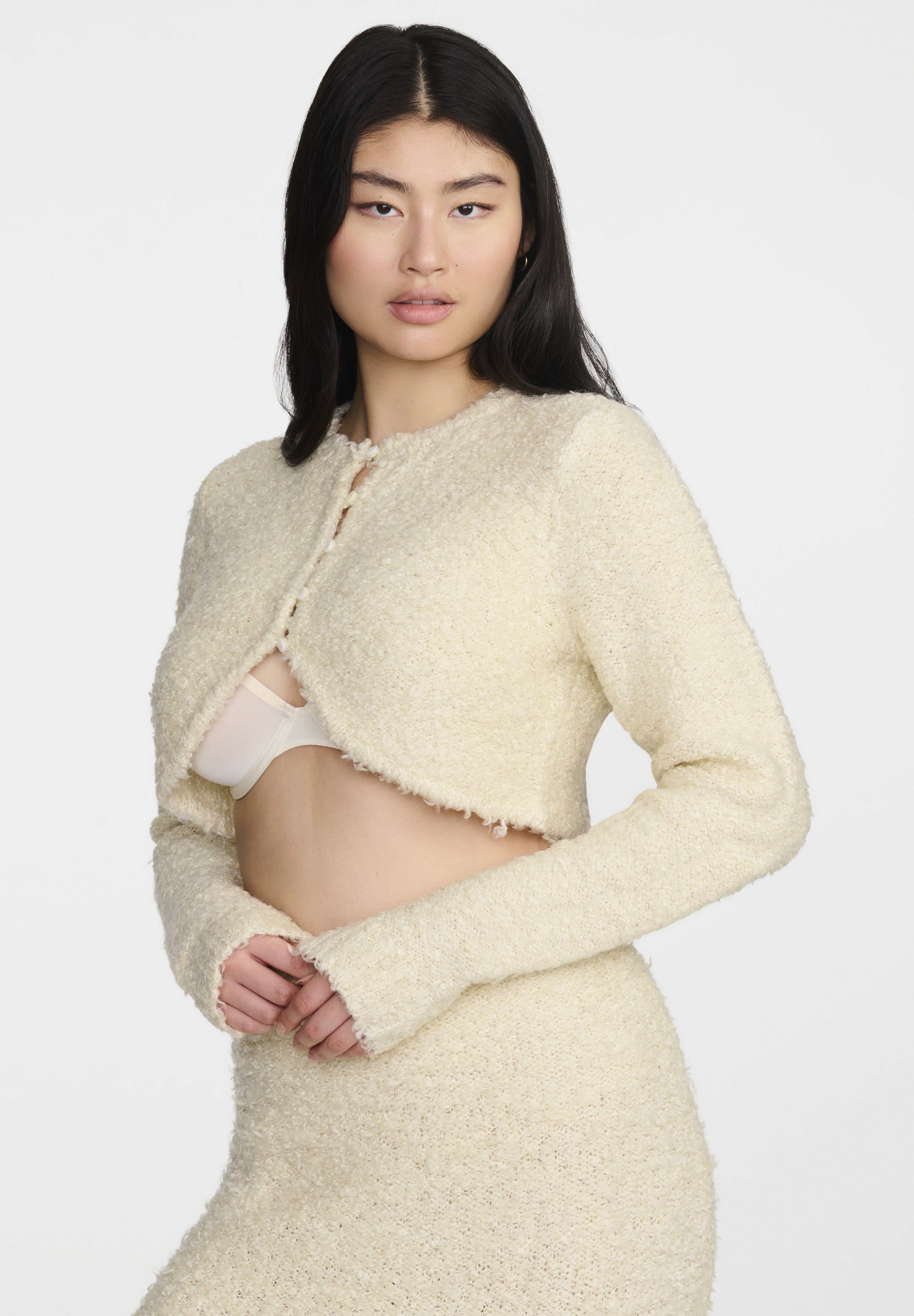  The Baby Cardigan- Boucle, CREAM, hi-res image number 0