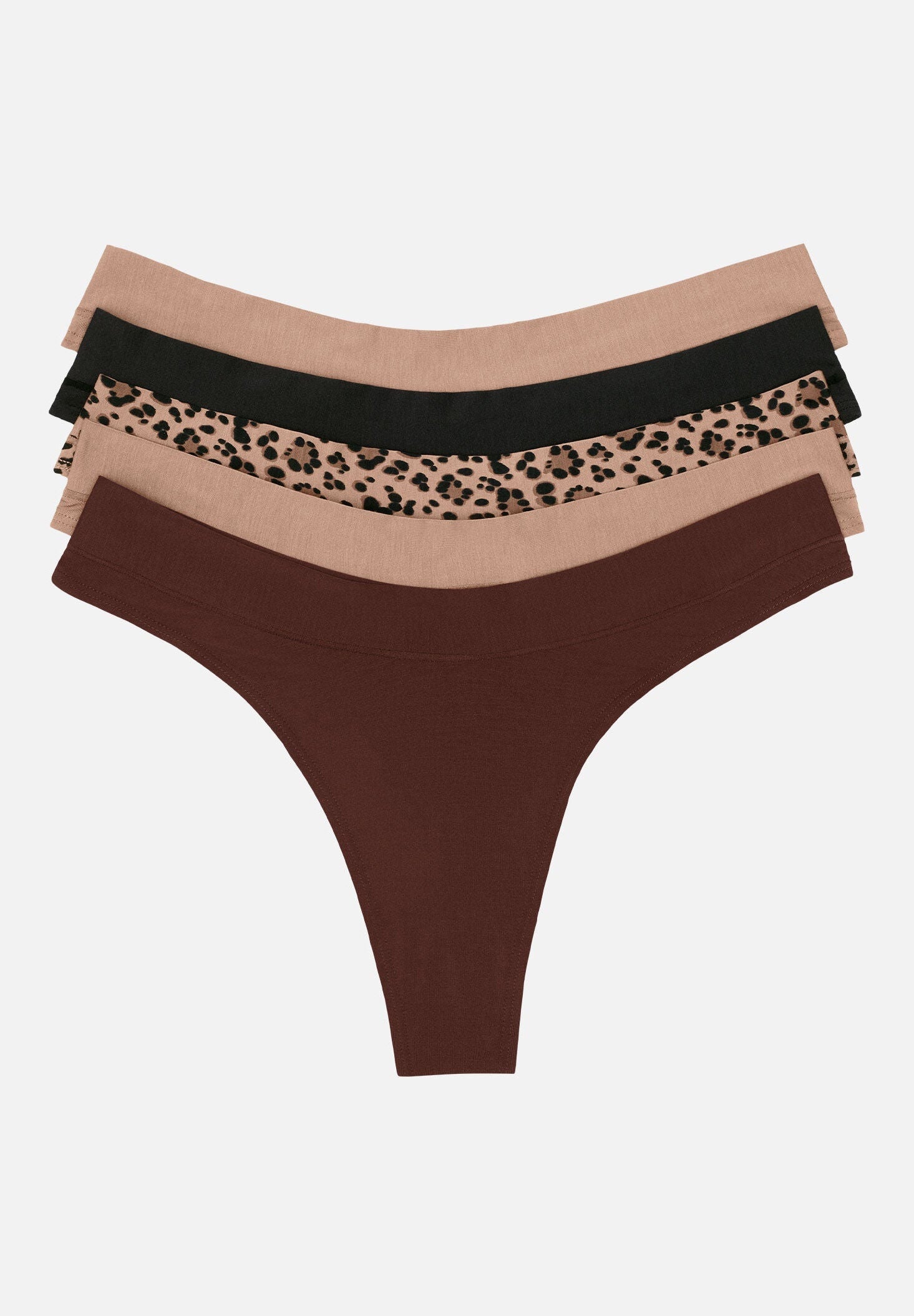 The Thong Pack of 5 - Modal, Leopard, , hi-res image number 0