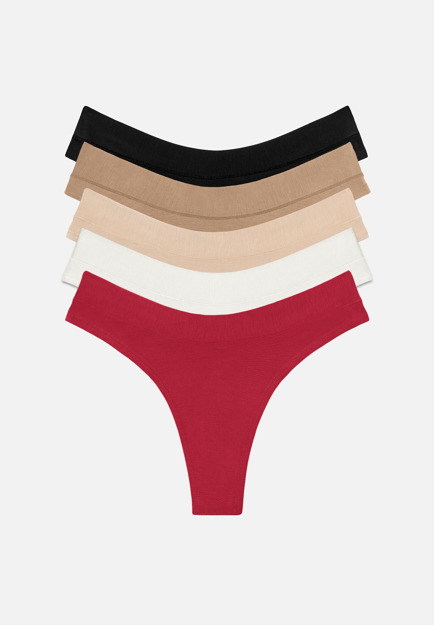The Thong Pack of 5- Modal, Scarlet, , hi-res image number 0
