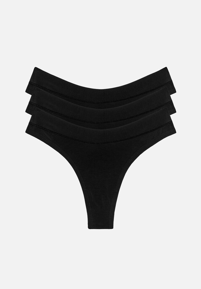 3-pack Invisible Thong Briefs - Black - Ladies