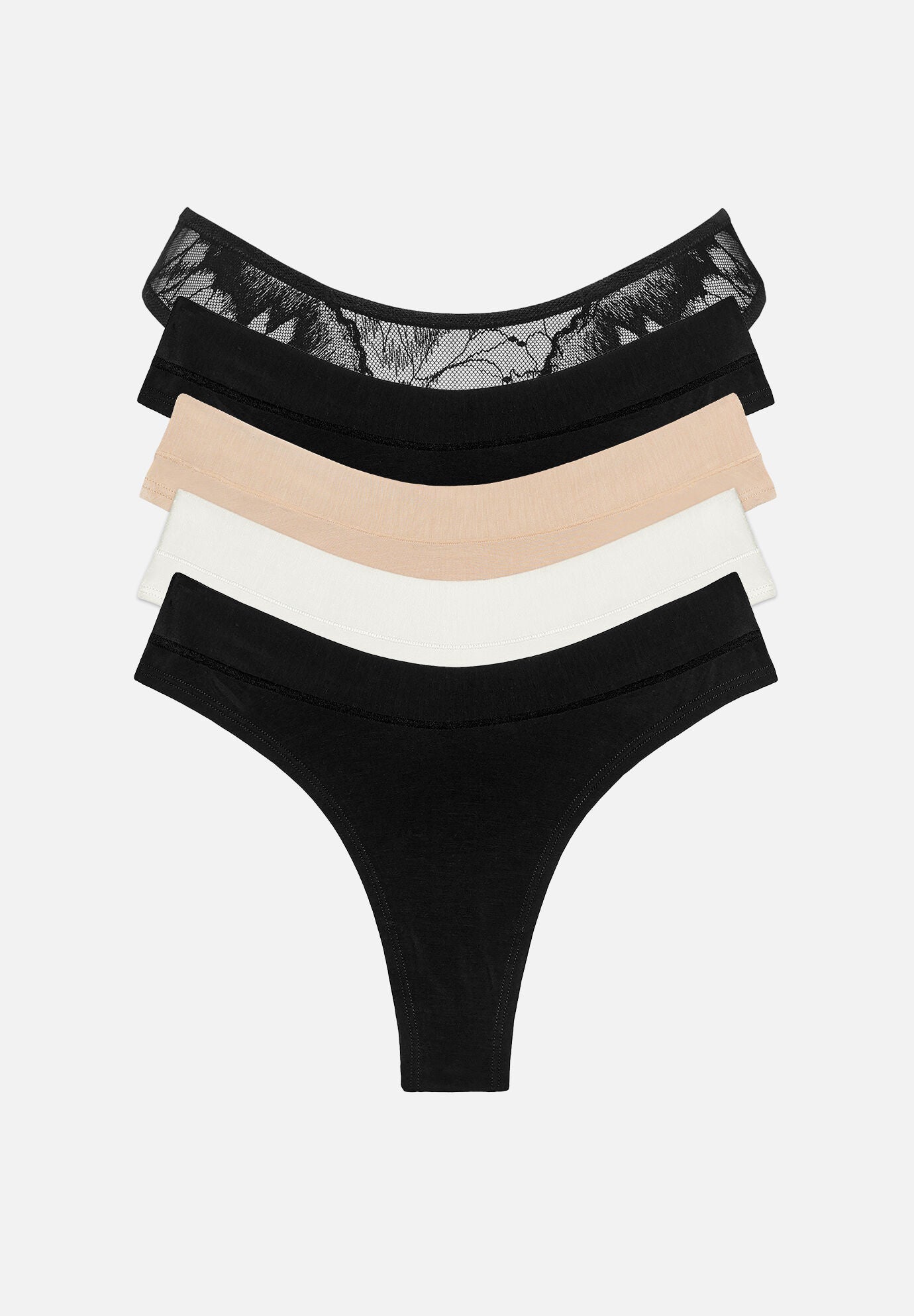 The Thong Pack of 5- Floral Lace, , hi-res image number 0