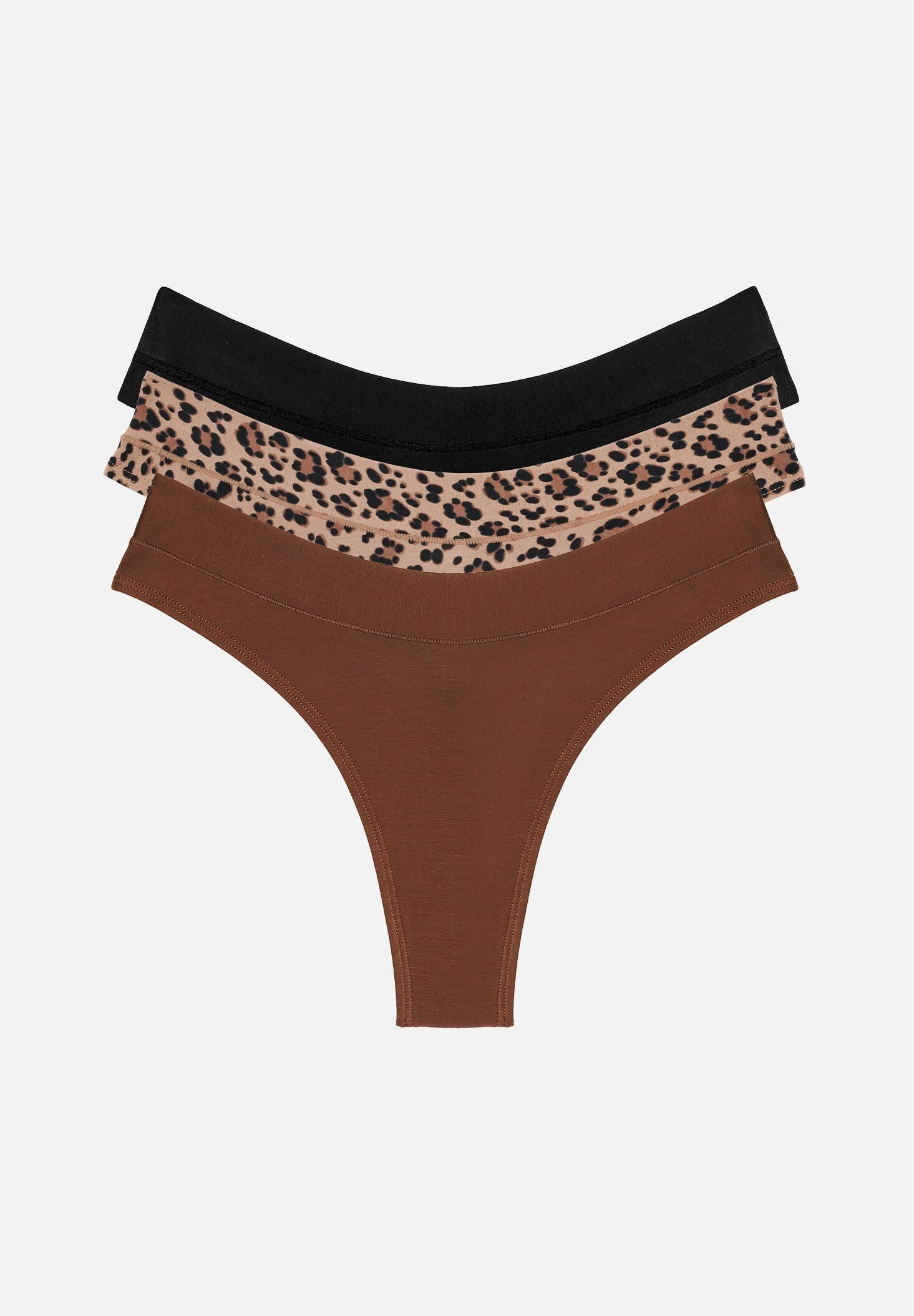 The Thong Pack of 3 - Modal, Leopard & Black, , hi-res image number 0