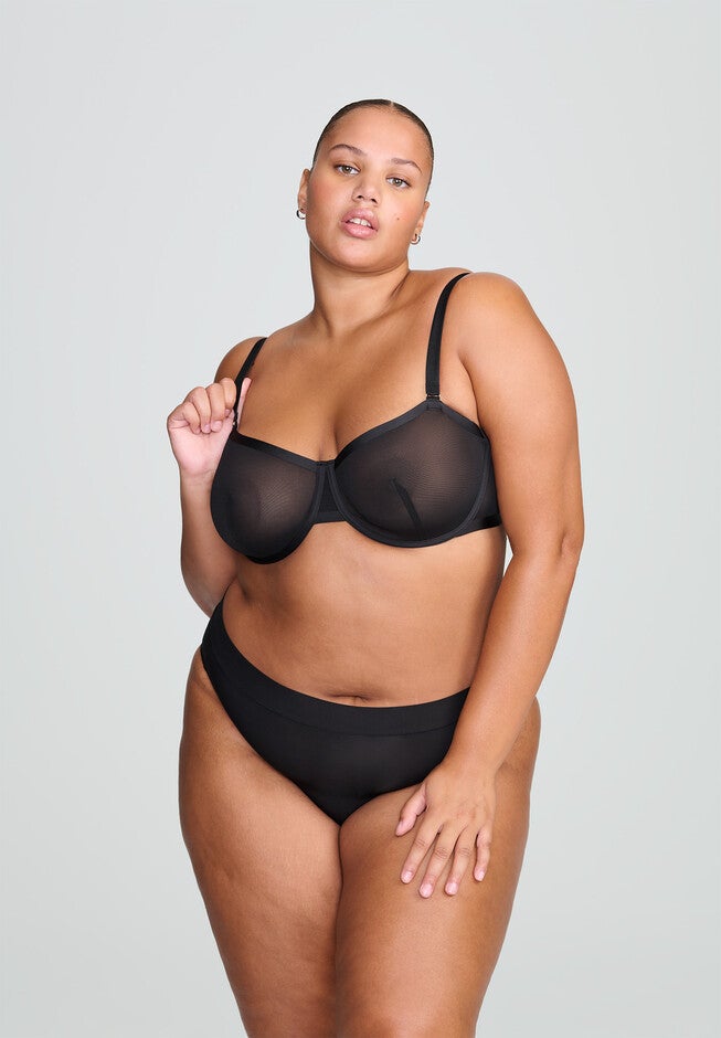 The Balconette - Mesh, BLACK, alternate image number null