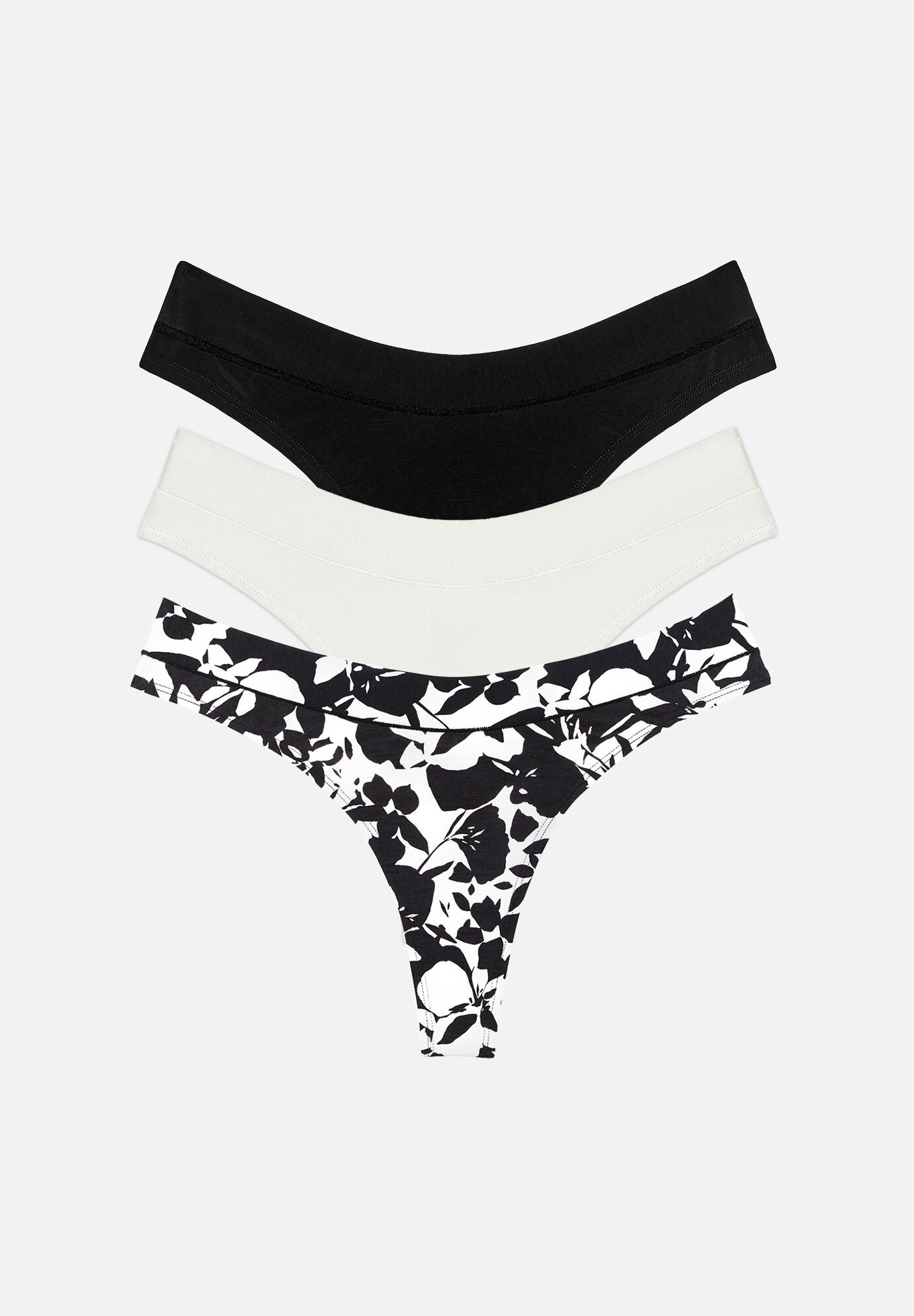 The Thong Pack of 3- Modal, Graphic Floral, , hi-res image number 0