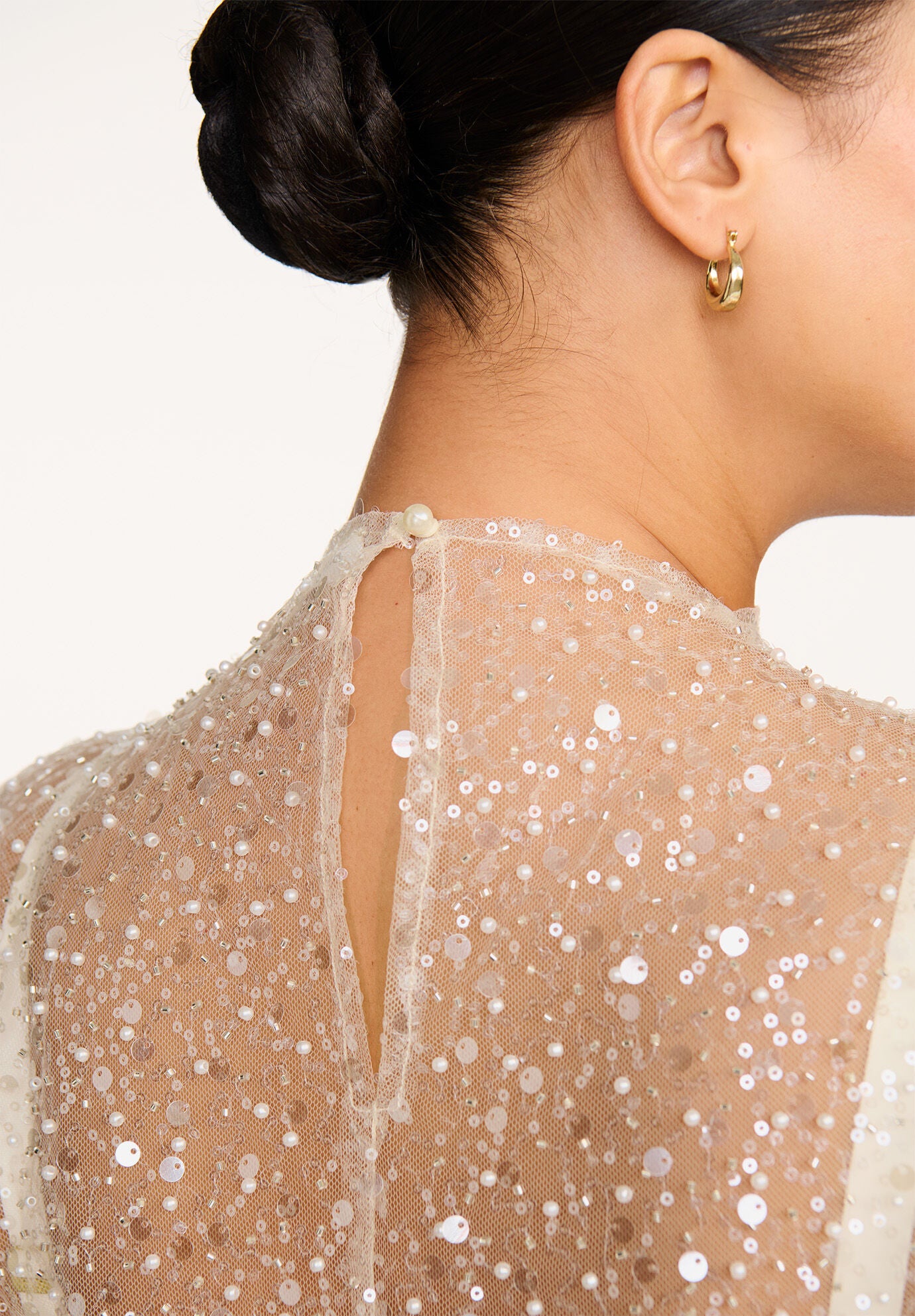 The Mock Neck Mini Dress- Sequin, PEARL, alternate image number 4