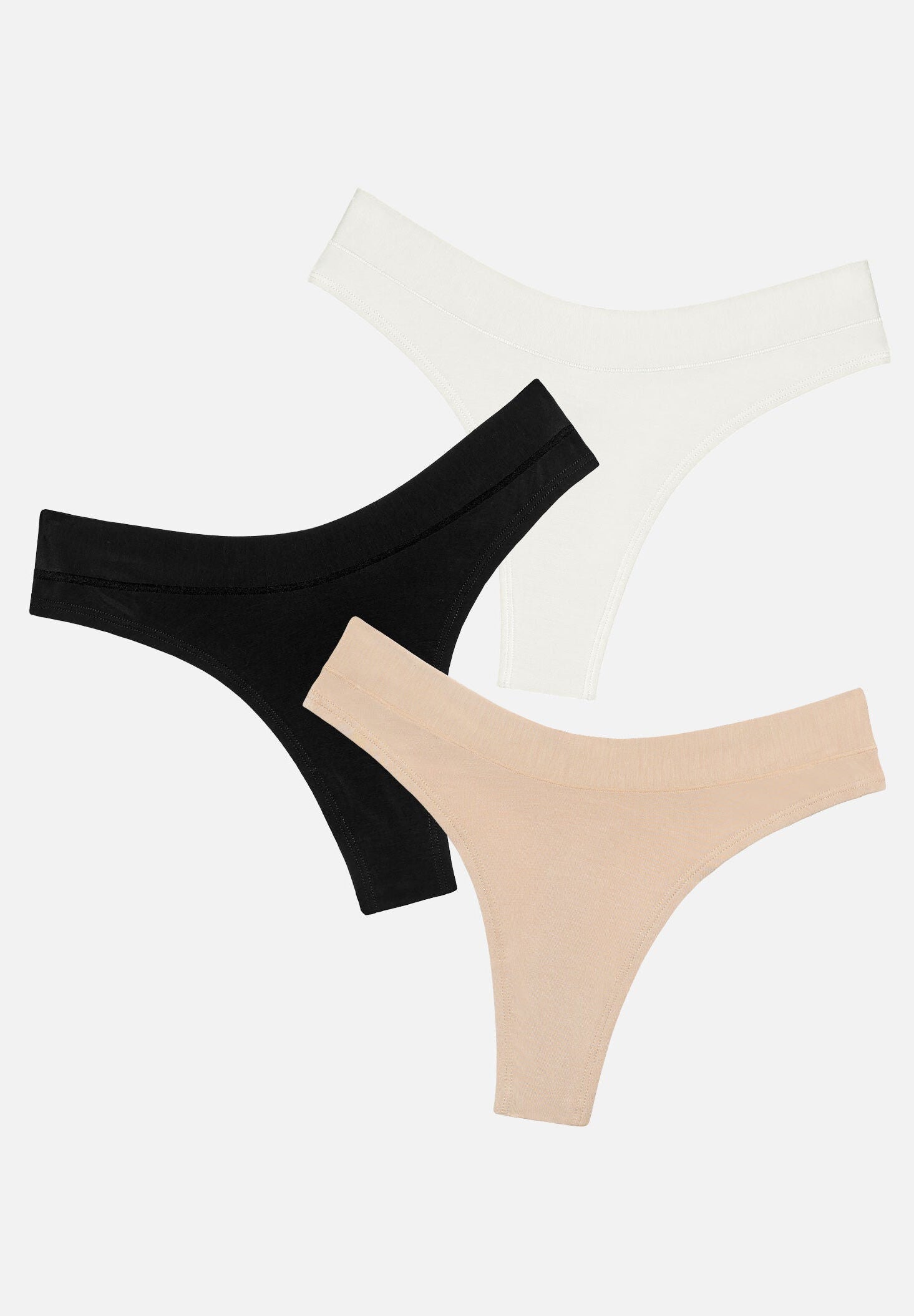 The Thong Pack of 3 - Modal, Black & Salt, , hi-res image number 0