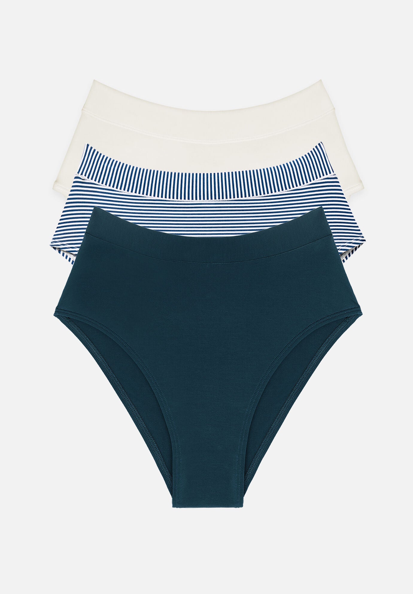 The Highwaist Pack of 3 &ndash; Modal, Ocean Stripe, , hi-res image number 0