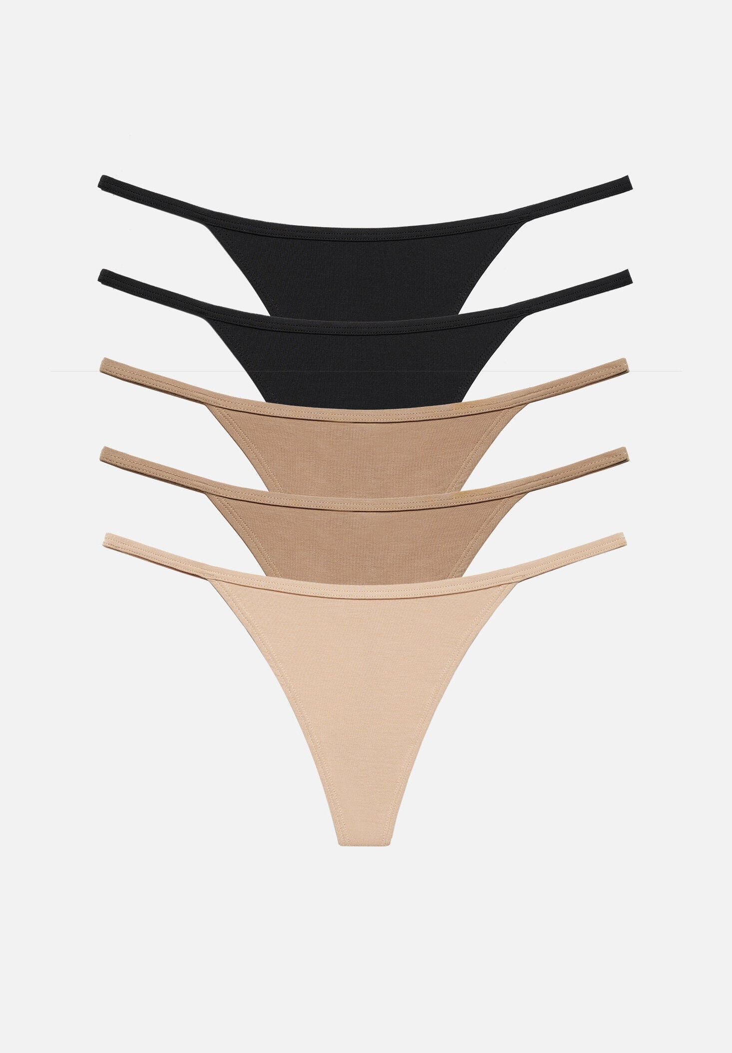 The String Thong Pack of 5 - Modal, Black & Taupe, , hi-res image number 0