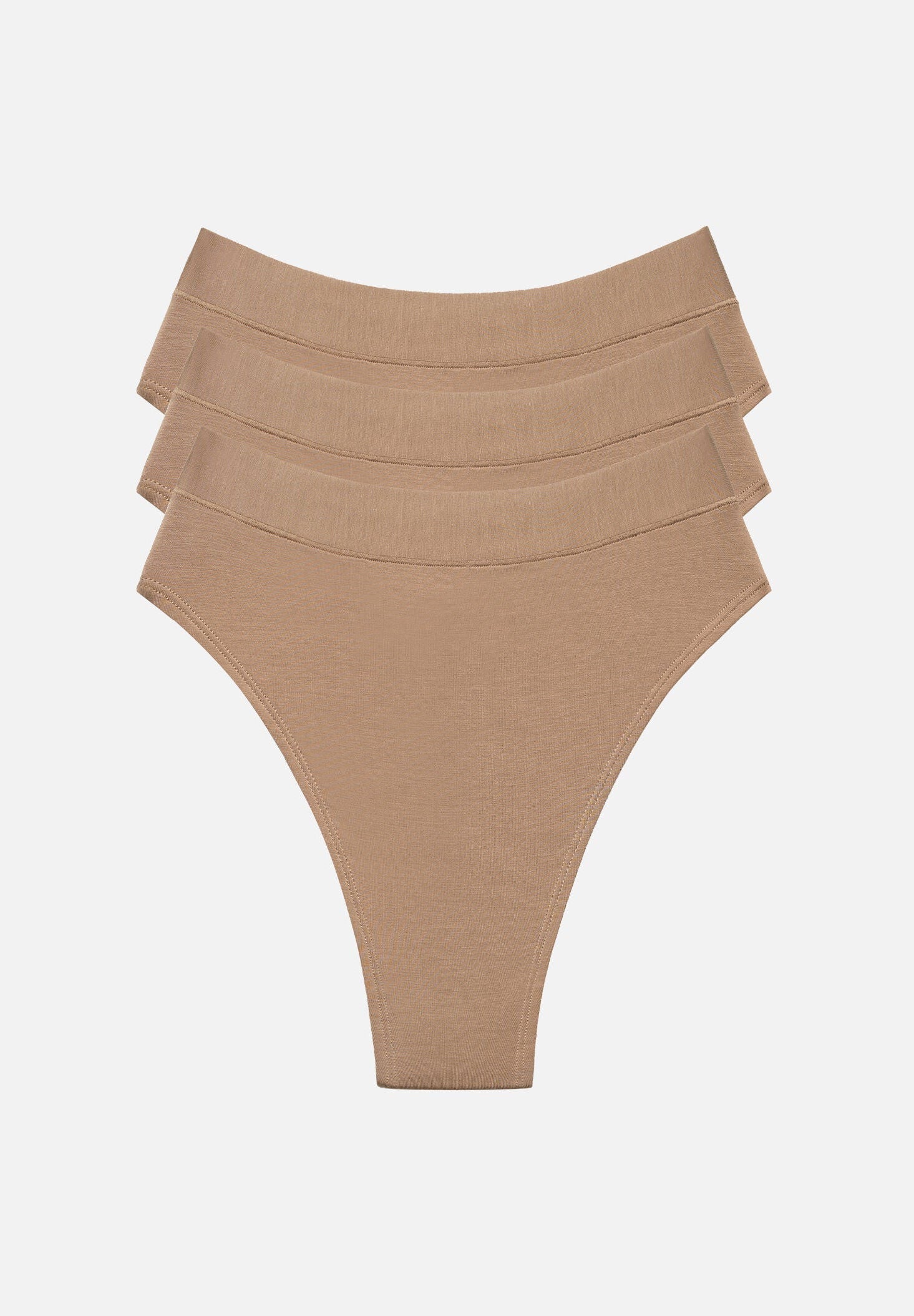 The Highwaist Thong Pack of 3 - Modal, Taupe, , hi-res image number 0