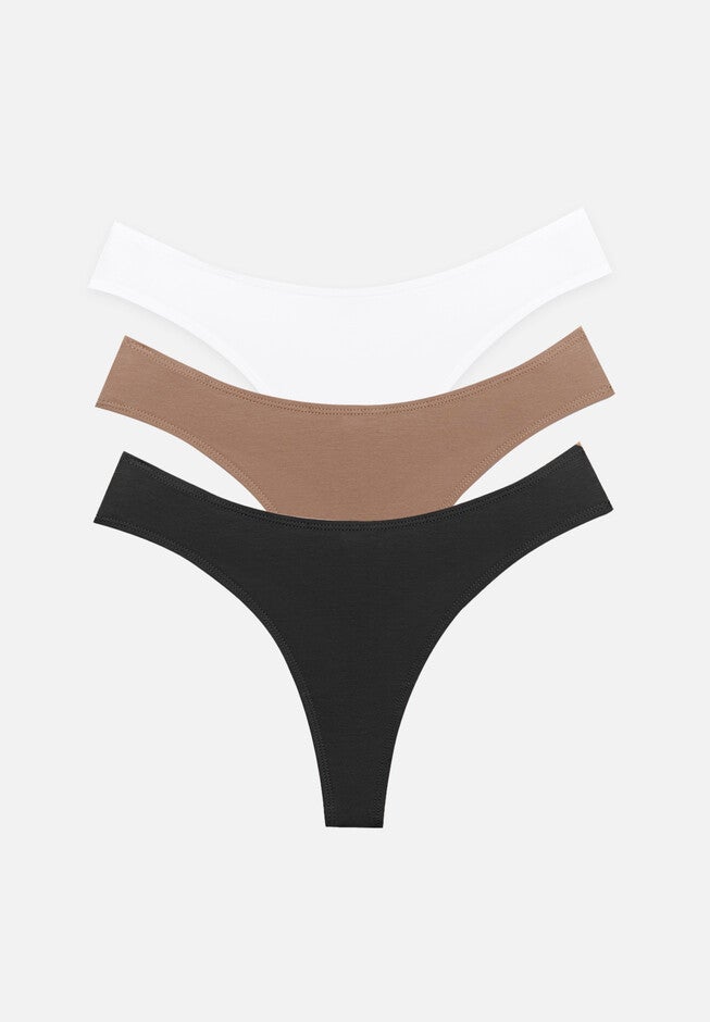 The Thong Pack of 3 – Cotton, Black, , hi-res image number null