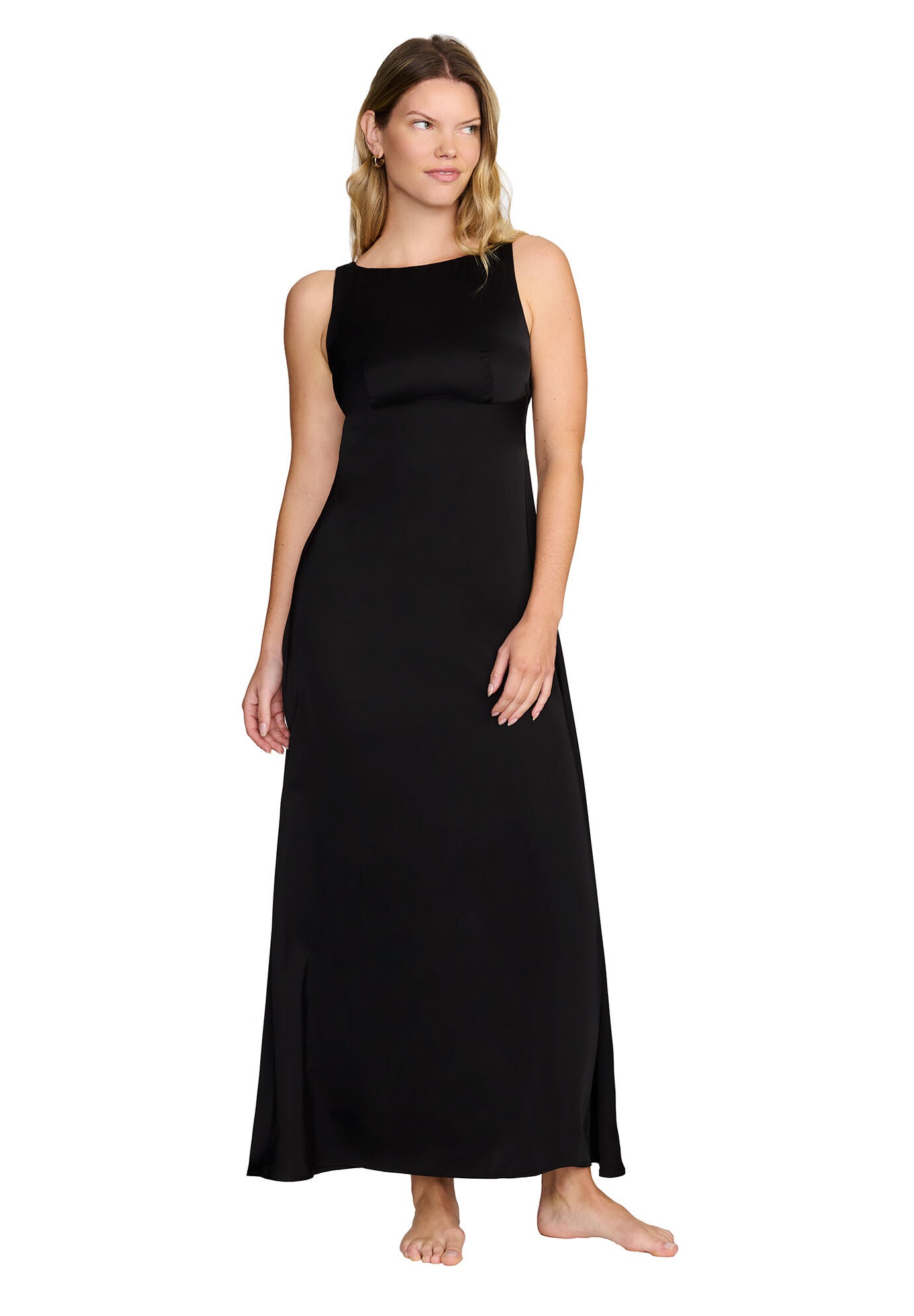  The Satin Dress, BLACK, on-hover image number 1