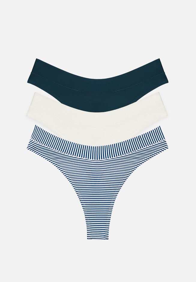 The Thong Pack of 3 – Modal, Ocean Stripe , , hi-res image number null