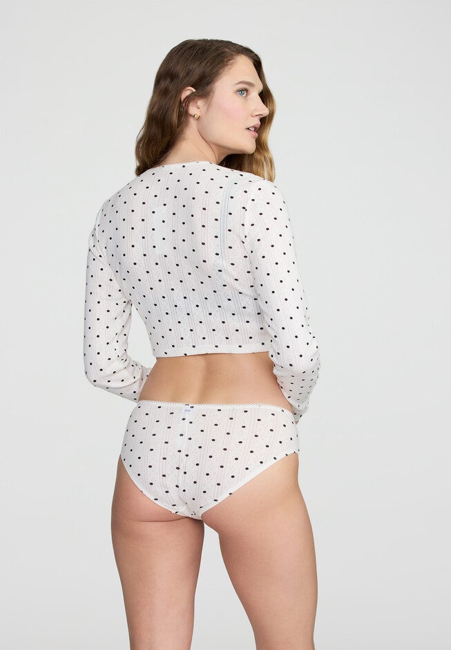 The Cropped Cardigan- Pointelle, SALT POLKA DOT, alternate image number null