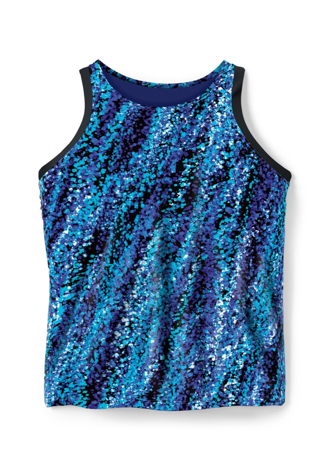 Longer-Length High-Neck Racerback Tankini Top image number 3