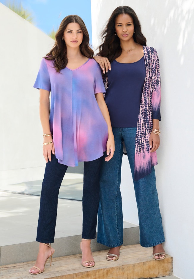 Plus Size Ultra Drape V-Neck Swing Tunic Top image number 4