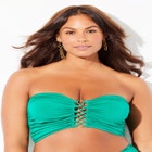 Shimmer Shirred Ring Bandeau Bikini Top image number null