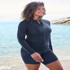 Chlorine Resistant Long-Sleeve Colorblock Swim Tee image number null