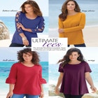 Plus Size Cotton Ultimate Flutter Sleeve Sweetheart Tee image number null