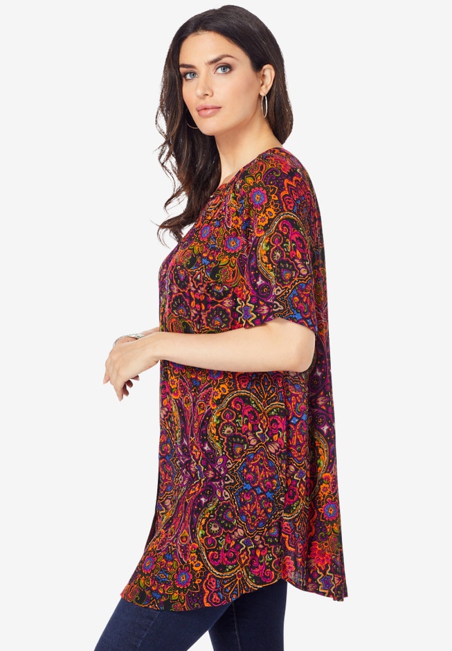 Plus Size Angelina Tunic Top – Short Sleeve, Flowy Fit, Everyday Comfort image number 2