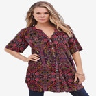 Plus Size Angelina Tunic Top – Short Sleeve, Flowy Fit, Everyday Comfort image number null