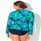 Chlorine Resistant Zip Up Long Sleeve Swim Rash Guard image number null