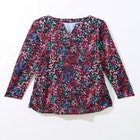 Split-Neck Long Sleeve Swim Tee with Built-In Bra image number null