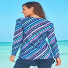 Split-Neck Long Sleeve Swim Tee with Built-In Bra image number null