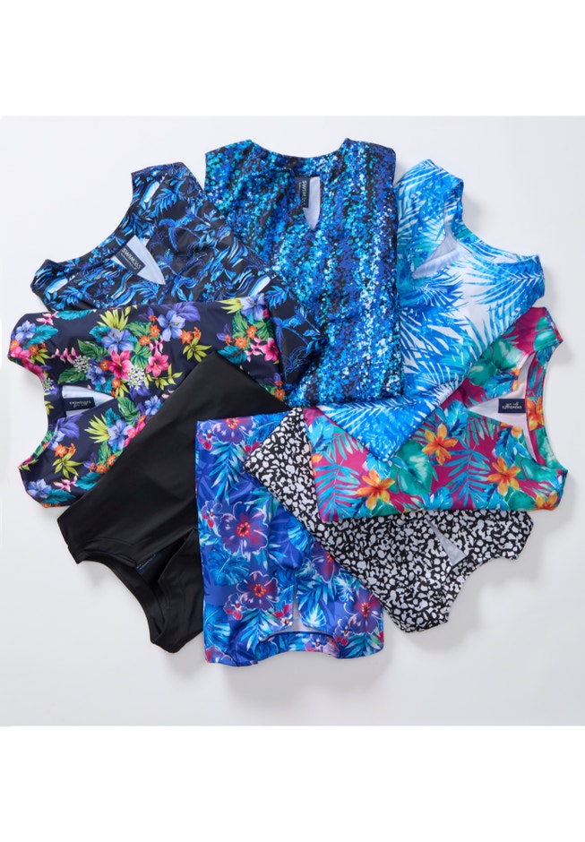 Split-Neck Short-Sleeve Swim Tee with Built-In Bra image number 6