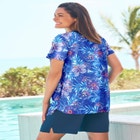 Split-Neck Short-Sleeve Swim Tee with Built-In Bra image number null