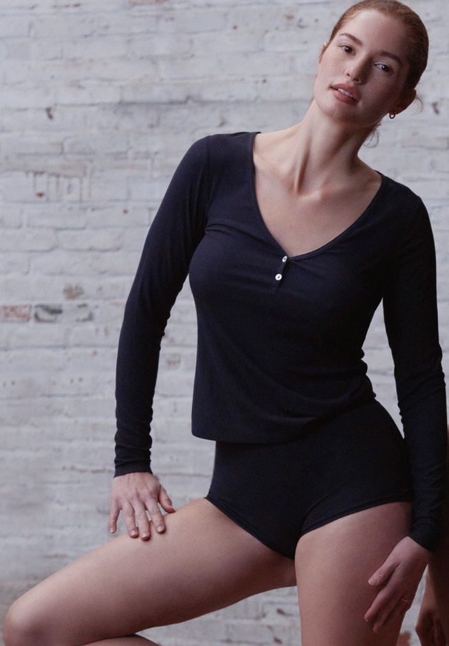 The Button Long Sleeve - Modal Silk Rib image number 5