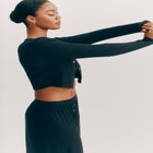 The Cropped Cardigan - Modal Silk Rib image number null