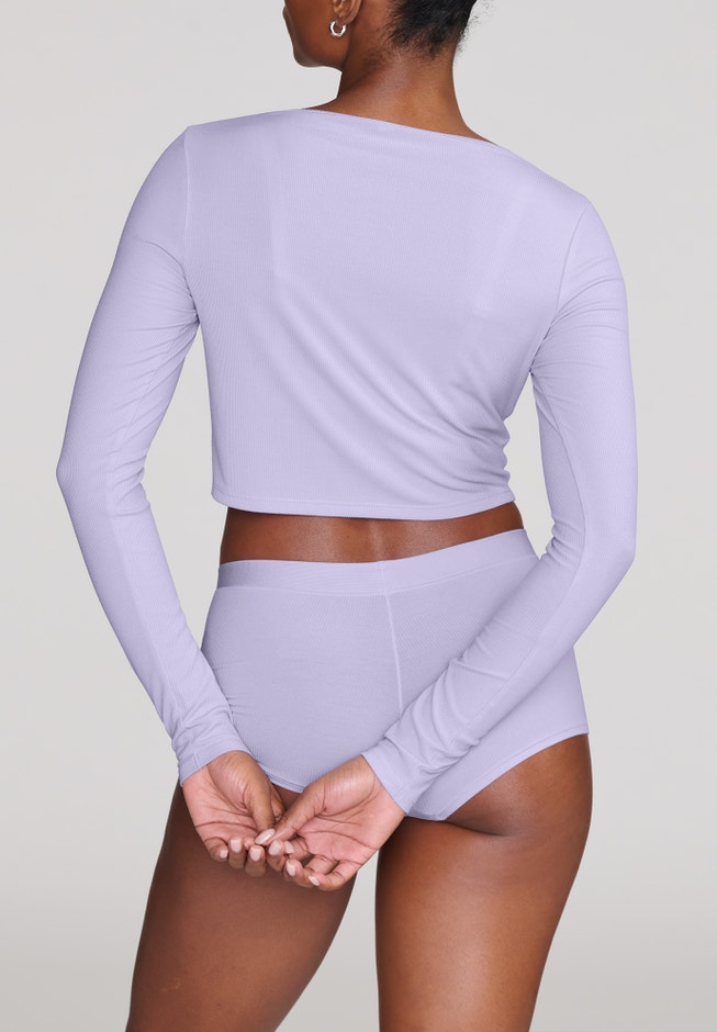 The Cropped Cardigan - Modal Silk Rib image number 3