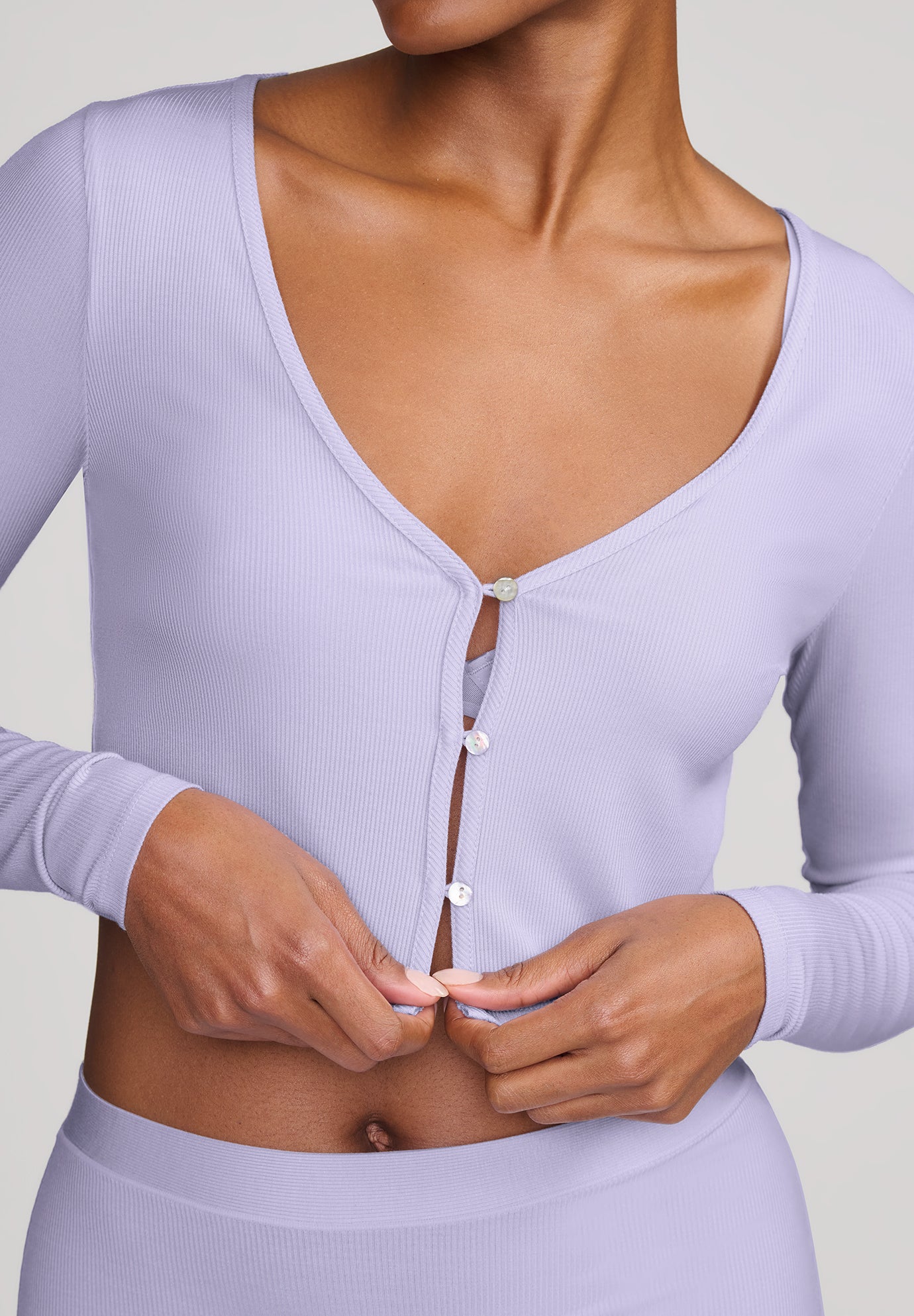 The Cropped Cardigan - Modal Silk Rib image number 4