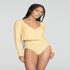 The Cropped Cardigan - Modal Silk Rib image number null