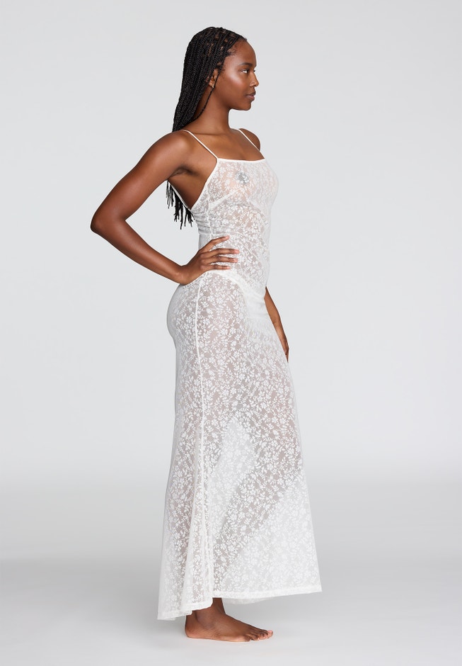 CUUP Women's The Long Slip Dress - Botanical Lace - Salt CUUP Women's The Long Slip Dress - Botanical Lace - Salt