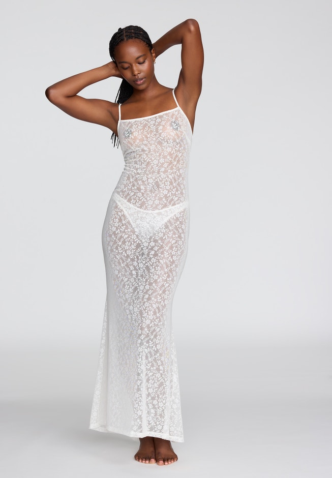 CUUP Women's The Long Slip Dress - Botanical Lace - Salt CUUP Women's The Long Slip Dress - Botanical Lace - Salt