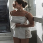 The Lace Panel Shorts - Recycled Satin image number null