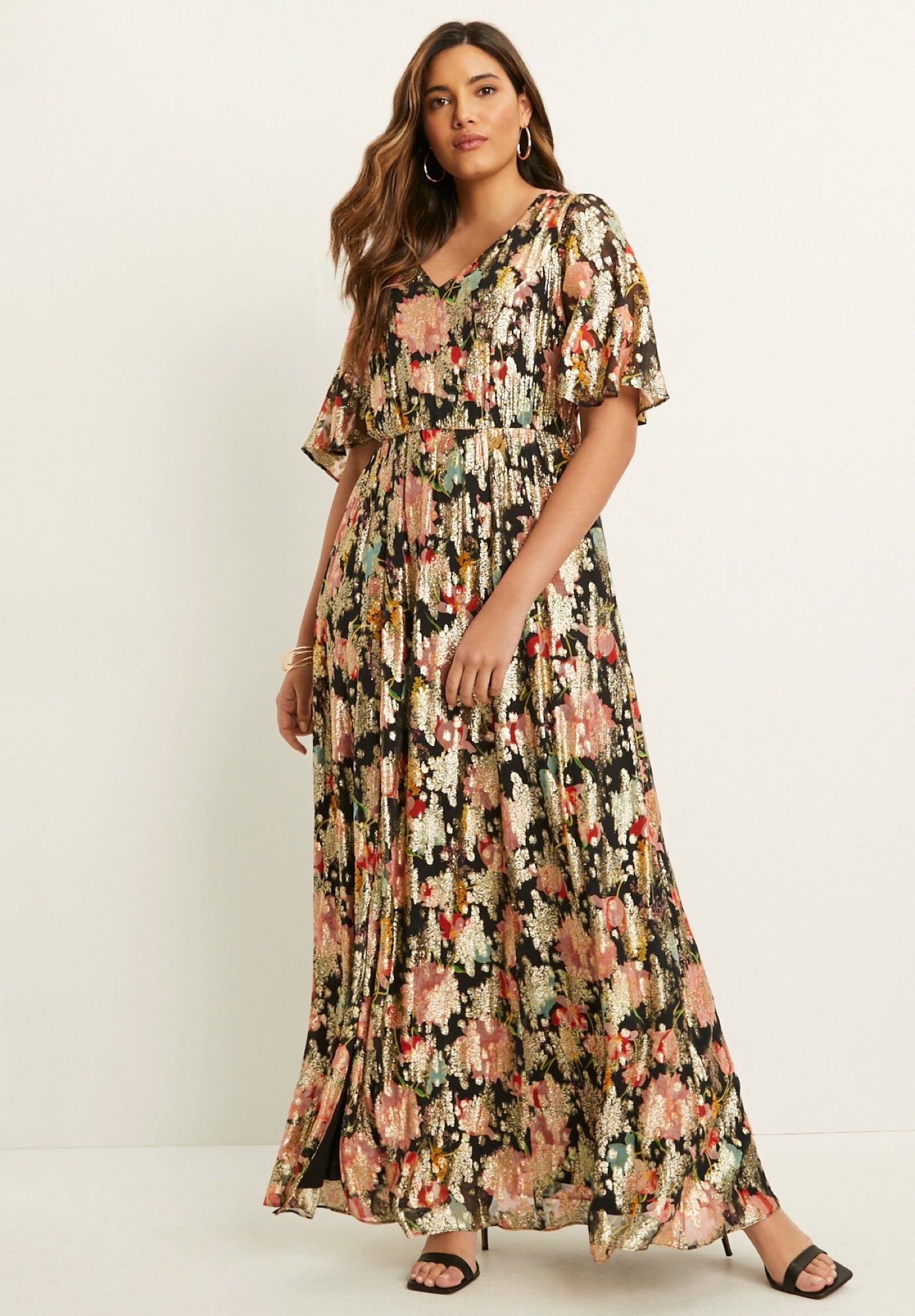 Metallic Printed Maxi Dress image number 0