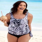 Side Tie Blouson Tankini Top image number null