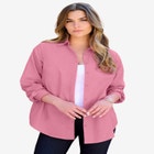 Plus Size Kate Long Sleeve Easy Cotton-Blend Button-Front Shirt image number null
