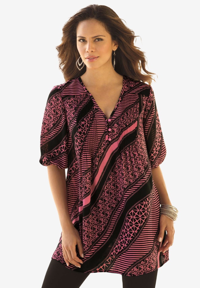 Printed Y-Neck Georgette Top image number 0