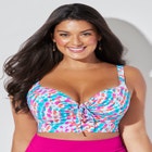 Bra Sized Tie Front Longline Underwire Bikini Top image number null