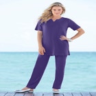 Plus Size Soft Knit Tunic with Notch Neckline image number null