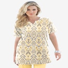 Plus Size Soft Knit Print Tunic with Notch Neckline image number null
