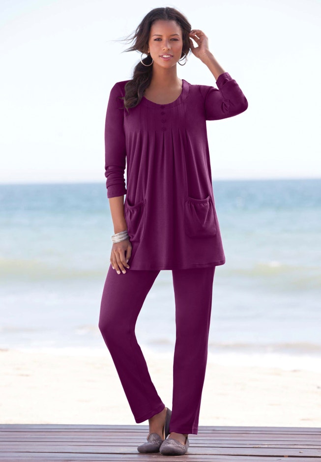 Plus Size Straight Leg Soft Knit Pull On Pant image number 6