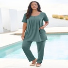 Plus Size Two Pocket Soft Knit Swing Tunic image number null