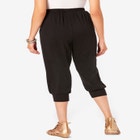 Plus Size Soft Knit Capri Pant with Drawstring Waist image number null